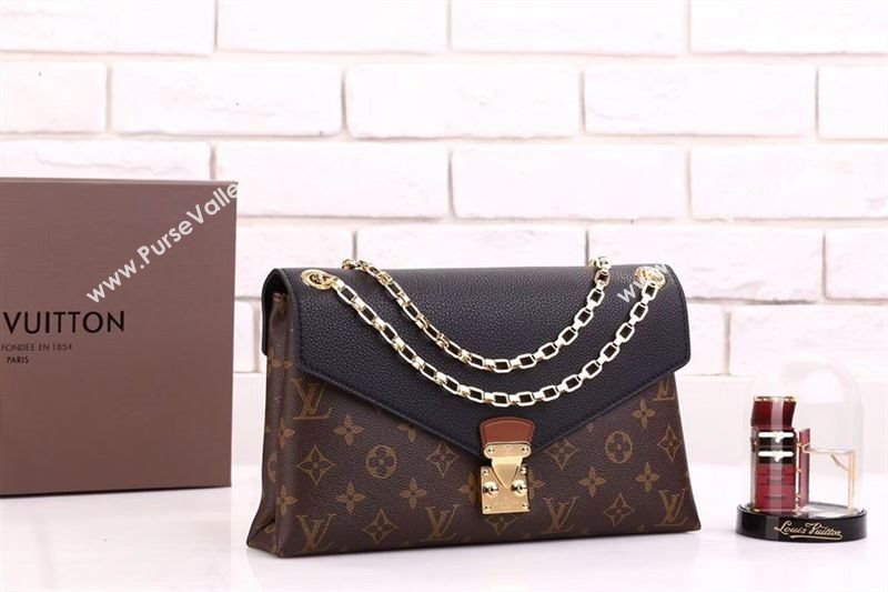 LV Louis Vuitton Pallas Chain Handbag M41223 Monogram Leather Bag Black