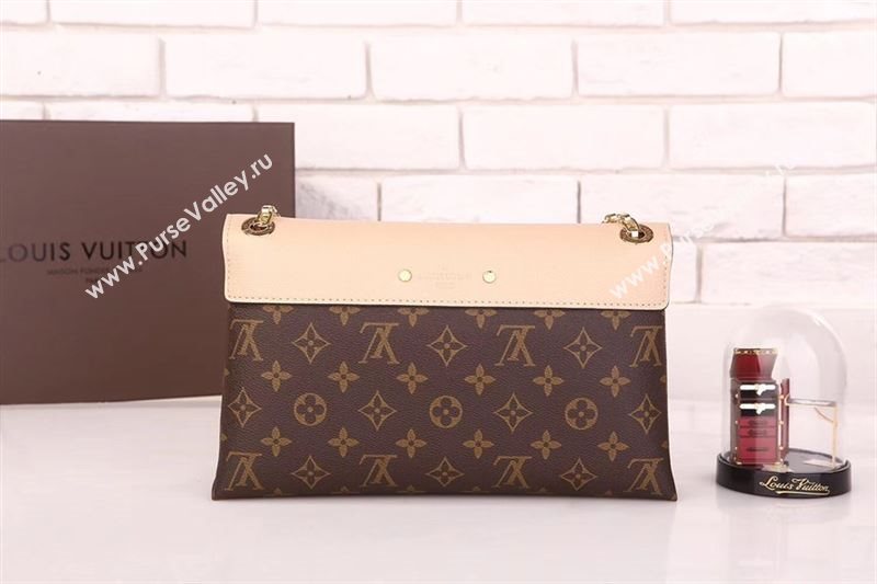 LV Louis Vuitton Pallas Chain Handbag M50069 Monogram Leather Bag Beige