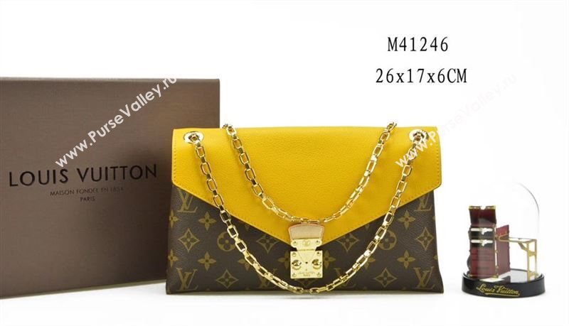 LV Louis Vuitton Pallas Chain Handbag M41246 Monogram Leather Bag Yellow