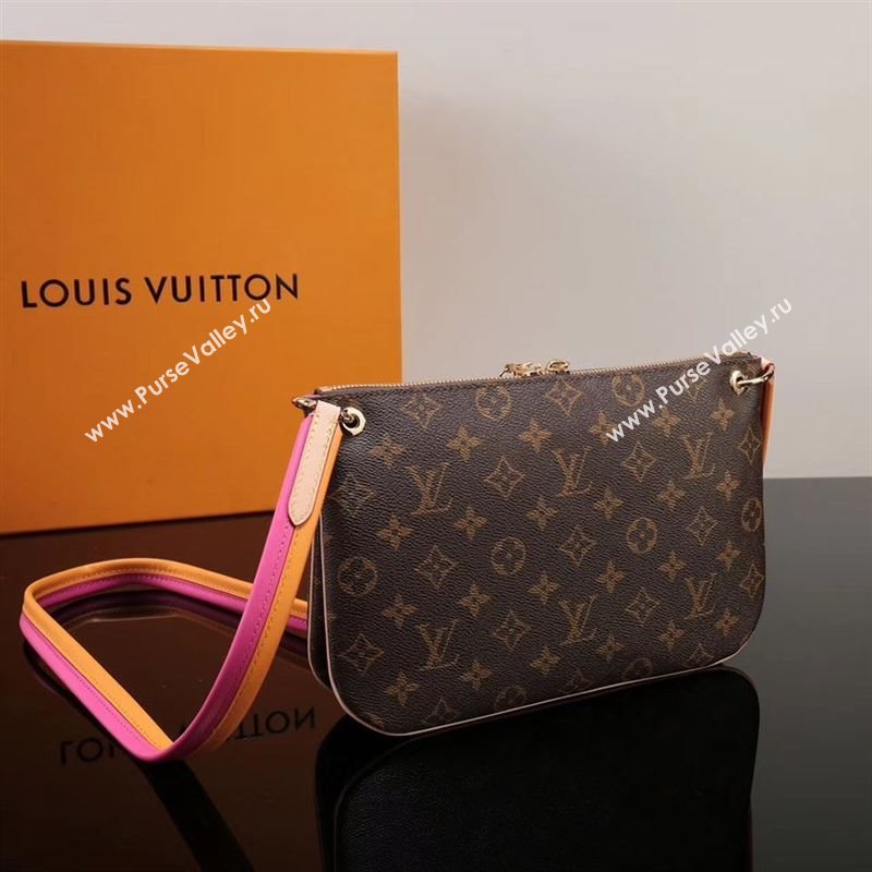 LV Louis Vuitton Monogram M44053 Small Shoulder Zipper Bag Handbag Pink