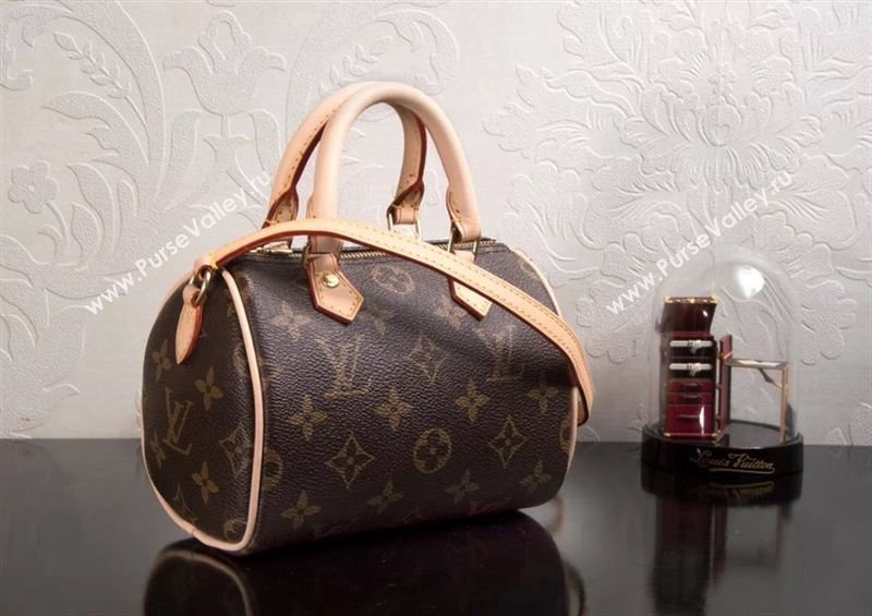 LV Louis Vuitton Nano Speedy 16 Bag M61252 Monogram Handbag Brown