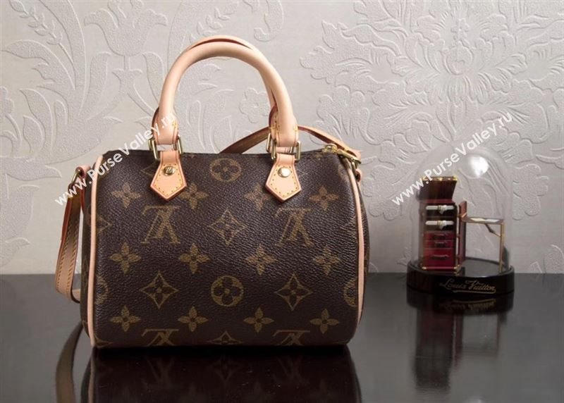 LV Louis Vuitton Nano Speedy 16 Bag M61252 Monogram Handbag Brown