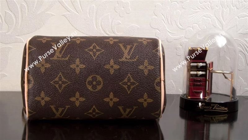 LV Louis Vuitton Nano Speedy 16 Bag M61252 Monogram Handbag Brown