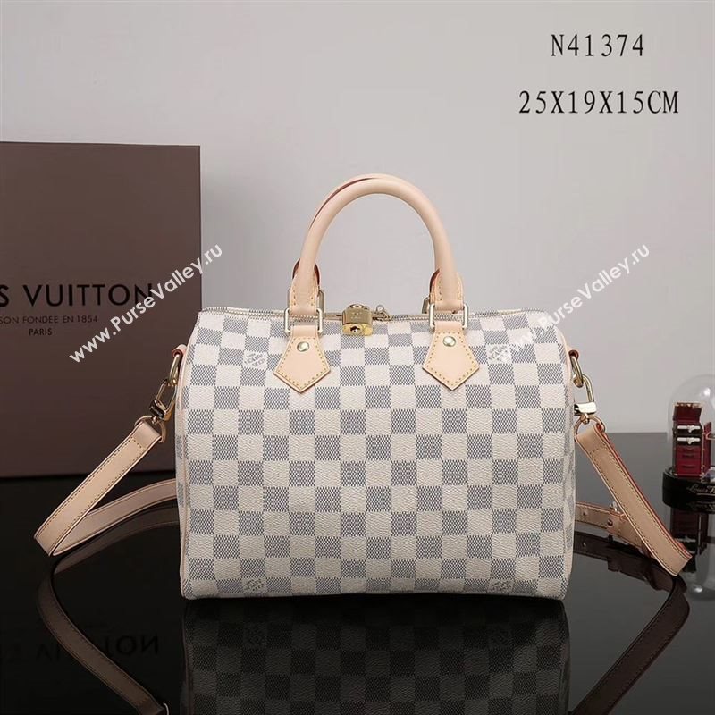 LV Louis Vuitton Speedy 25 Bag N41374 Damier Handbag White