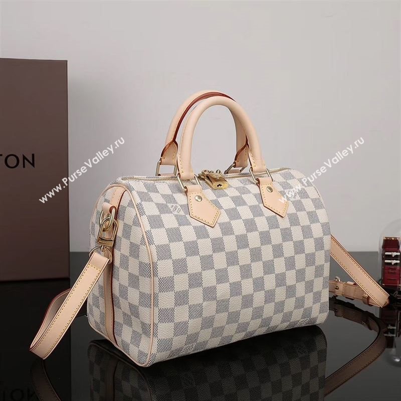 LV Louis Vuitton Speedy 25 Bag N41374 Damier Handbag White