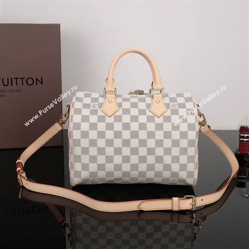 LV Louis Vuitton Speedy 25 Bag N41374 Damier Handbag White