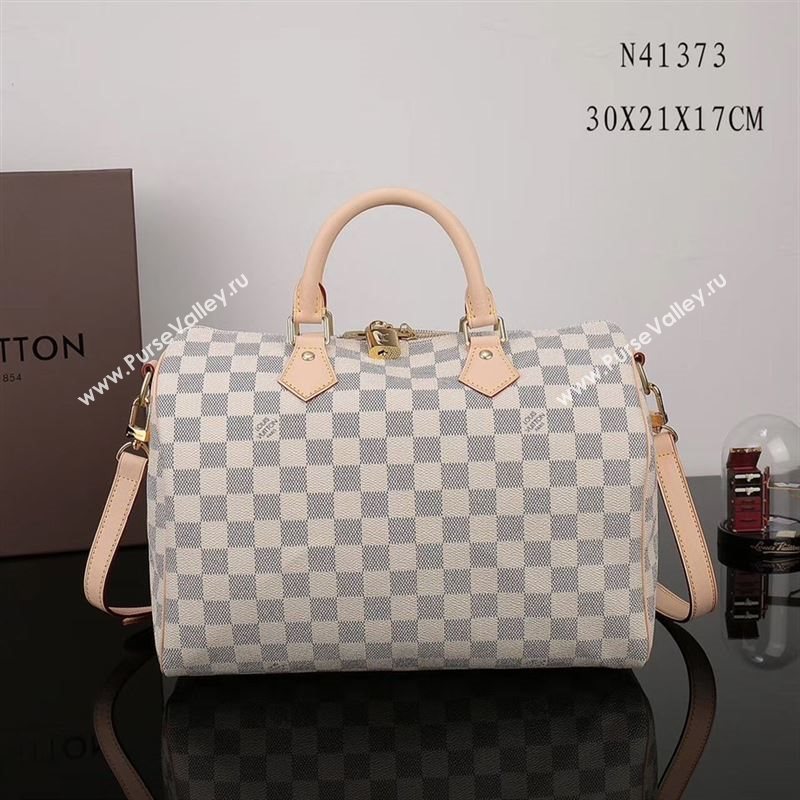 LV Louis Vuitton Speedy 30 Bag N41373 Damier Handbag White