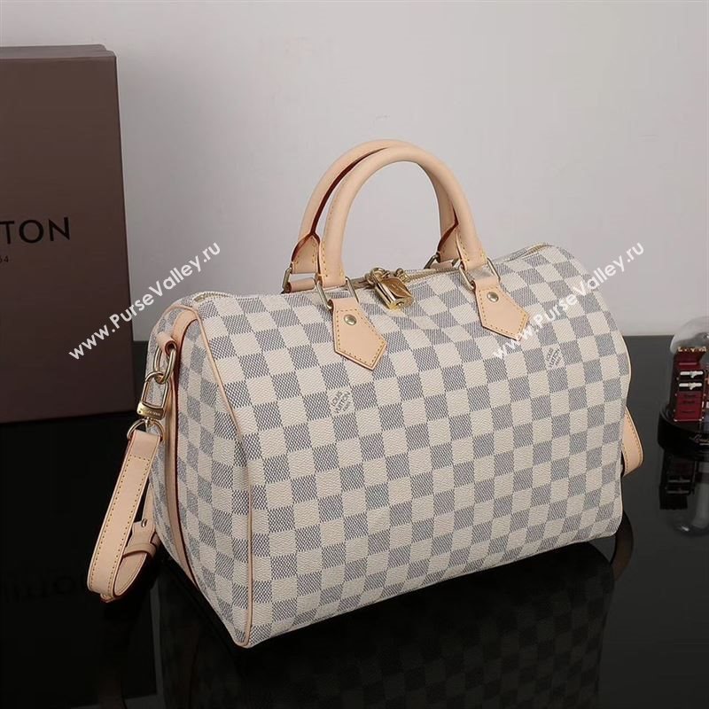 LV Louis Vuitton Speedy 30 Bag N41373 Damier Handbag White