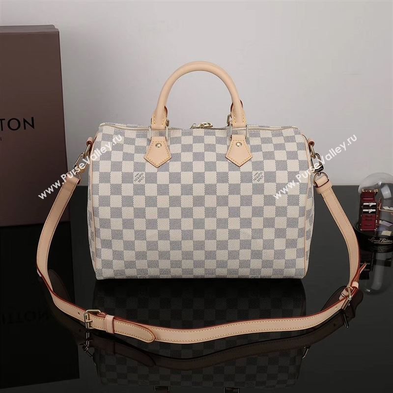 LV Louis Vuitton Speedy 30 Bag N41373 Damier Handbag White