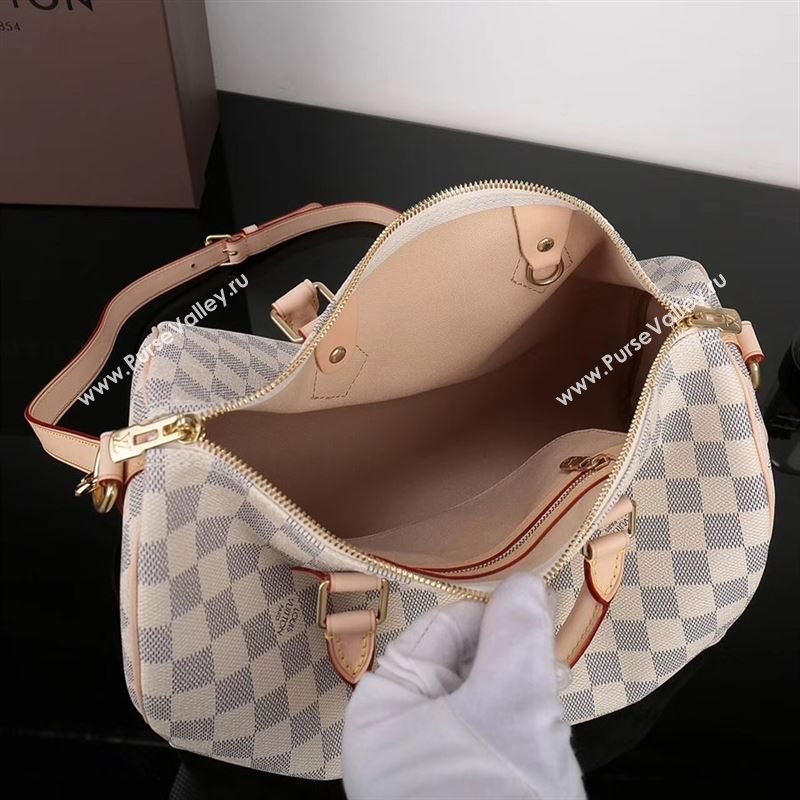 LV Louis Vuitton Speedy 30 Bag N41373 Damier Handbag White