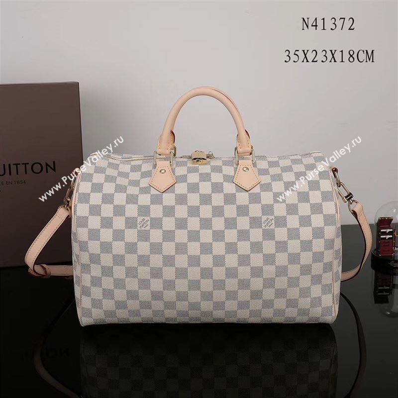 LV Louis Vuitton Speedy 35 Bag N41372 Damier Handbag White