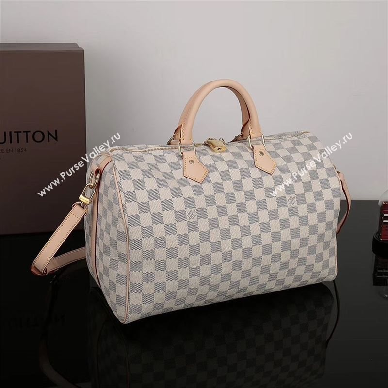 LV Louis Vuitton Speedy 35 Bag N41372 Damier Handbag White