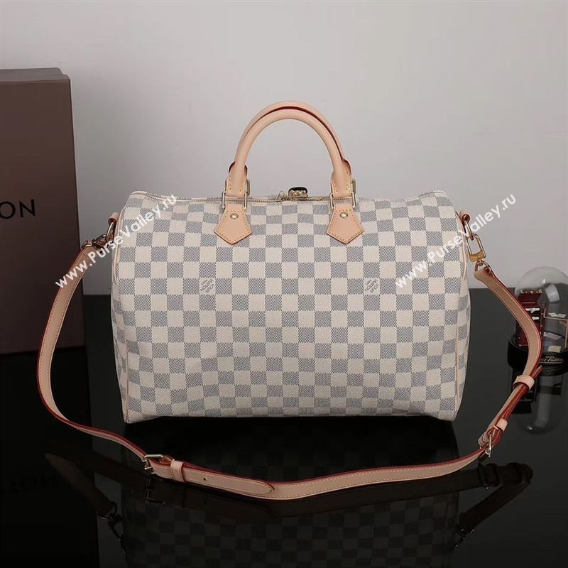 LV Louis Vuitton Speedy 35 Bag N41372 Damier Handbag White