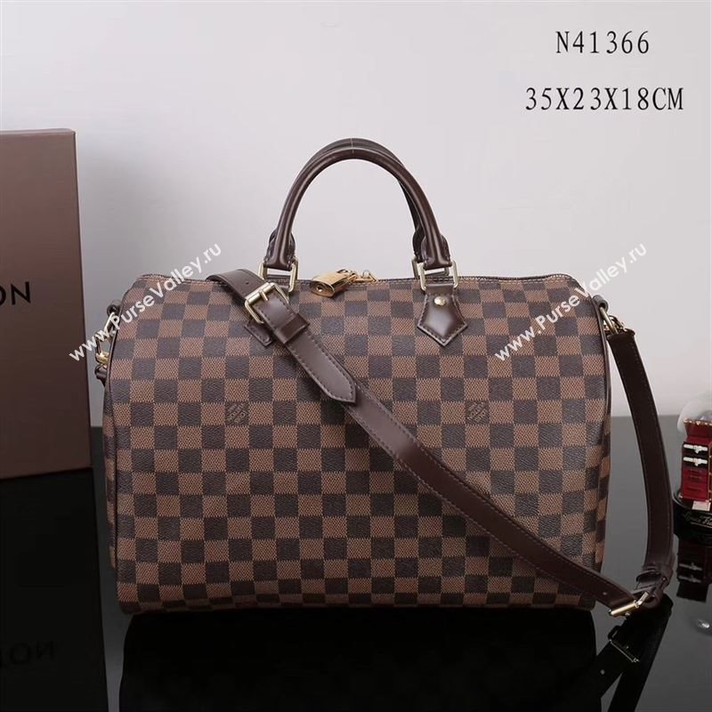 LV Louis Vuitton Speedy 35 Bag N41366 Damier Handbag Brown