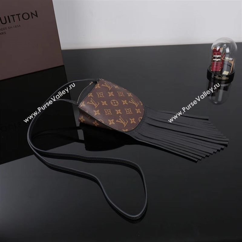 LV Louis Vuitton M67802 Noe Tassel Shoulder Bag Monogram Leather Handbag Black
