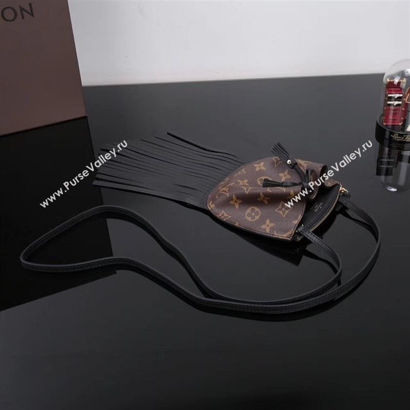 LV Louis Vuitton M67802 Noe Tassel Shoulder Bag Monogram Leather Handbag Black