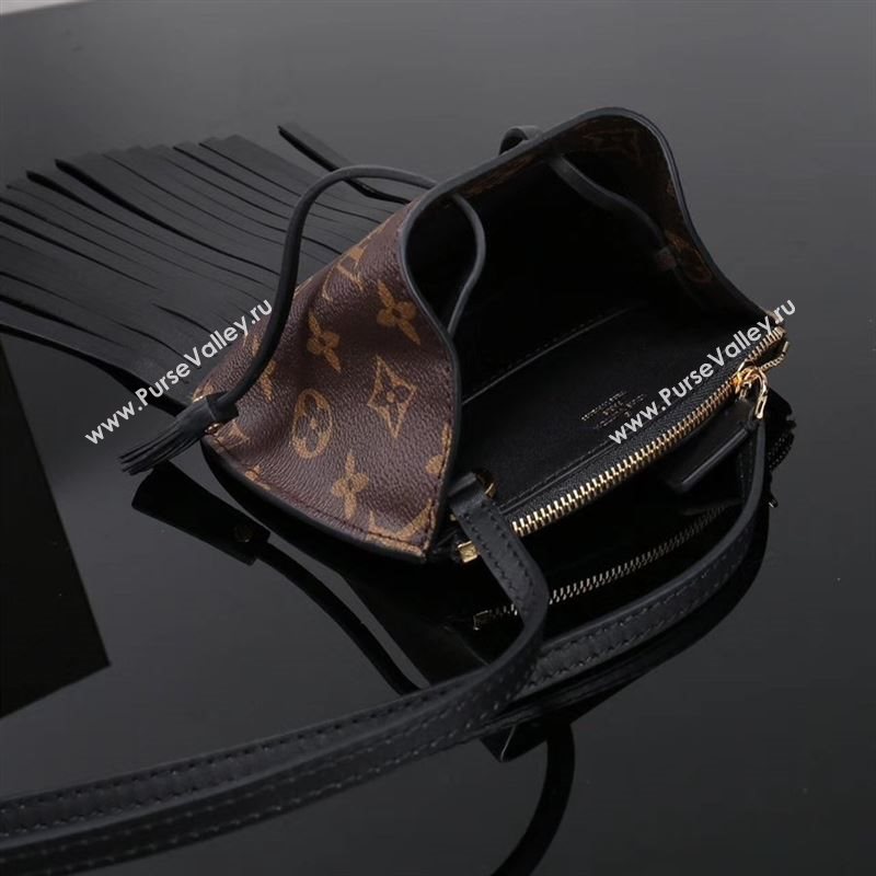 LV Louis Vuitton M67802 Noe Tassel Shoulder Bag Monogram Leather Handbag Black