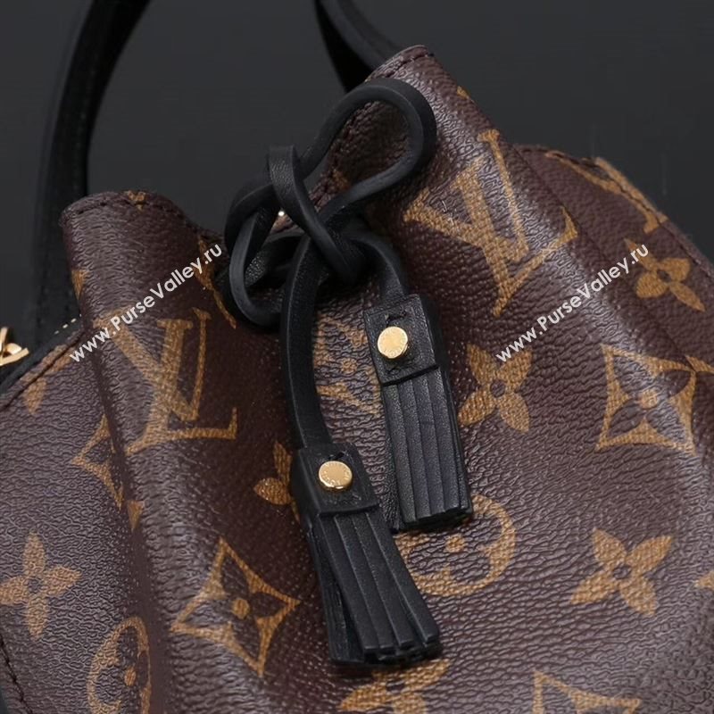 LV Louis Vuitton M67802 Noe Tassel Shoulder Bag Monogram Leather Handbag Black