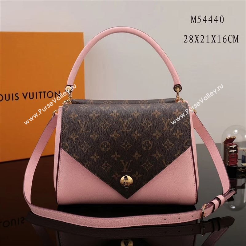 LV Louis Vuitton Monogram Double V Handbag M54440 Leather Shoulder Bag Pink