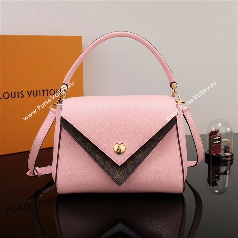 LV Louis Vuitton Monogram Double V Handbag M54440 Leather Shoulder Bag Pink