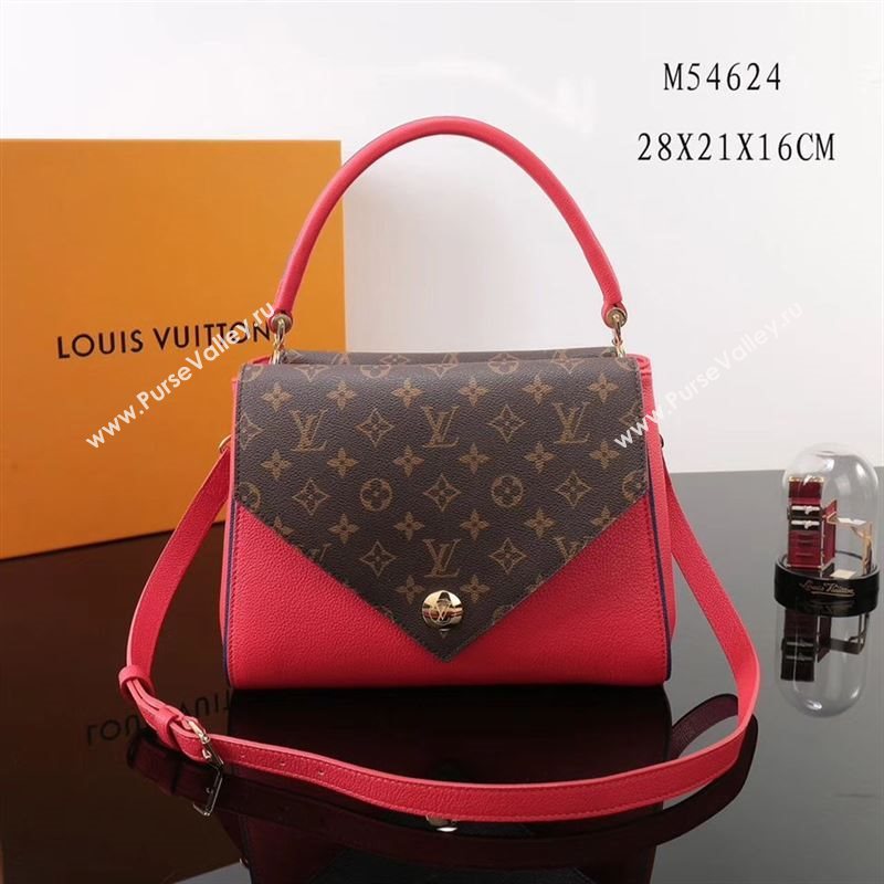 LV Louis Vuitton Monogram Double V Handbag M54624 Leather Shoulder Bag Red