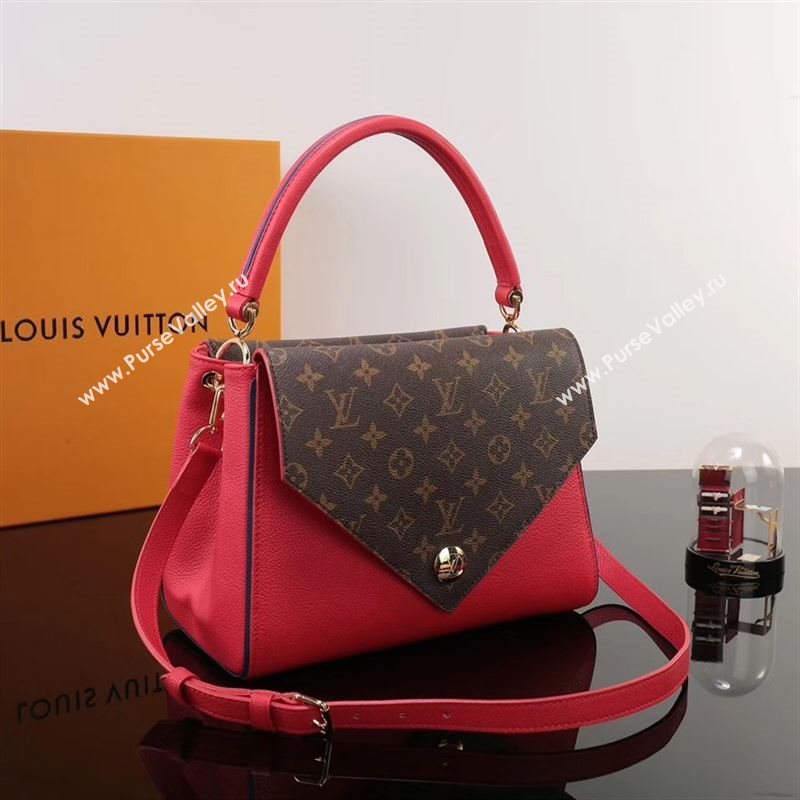 LV Louis Vuitton Monogram Double V Handbag M54624 Leather Shoulder Bag Red