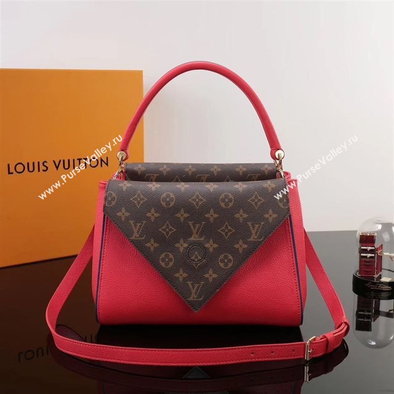 LV Louis Vuitton Monogram Double V Handbag M54624 Leather Shoulder Bag Red