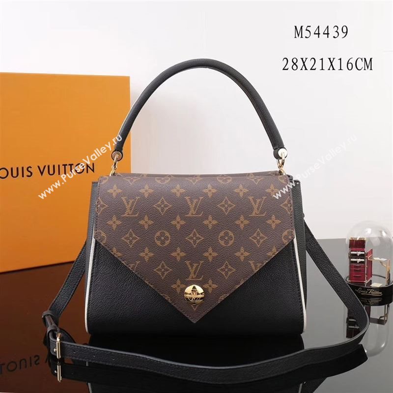 LV Louis Vuitton Monogram Double V Handbag M54439 Leather Shoulder Bag Black