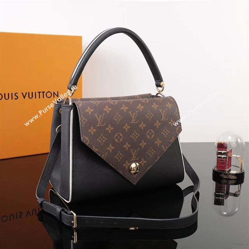 LV Louis Vuitton Monogram Double V Handbag M54439 Leather Shoulder Bag Black