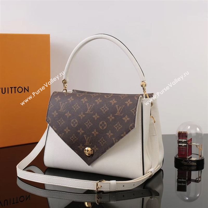 LV Louis Vuitton Monogram Double V Handbag M54438 Leather Shoulder Bag White