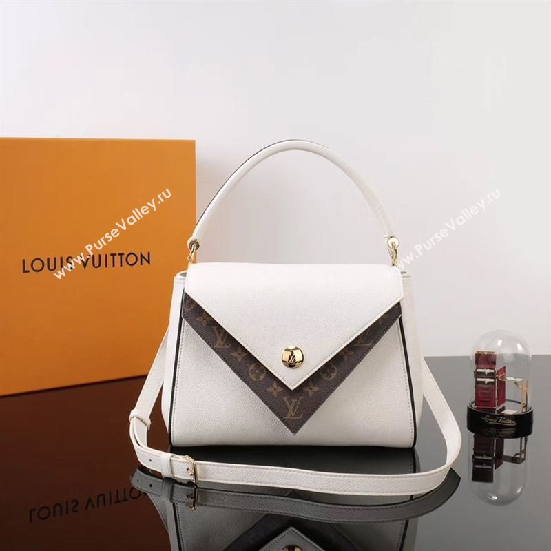 LV Louis Vuitton Monogram Double V Handbag M54438 Leather Shoulder Bag White