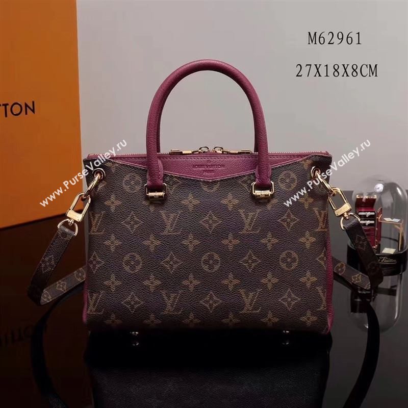 LV Louis Vuitton Monogram Pallas BB Handbag M62961 Shoulder Bag Maroon