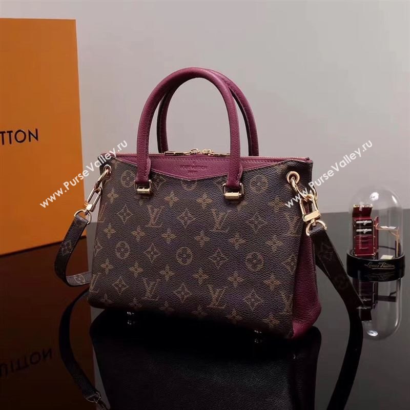 LV Louis Vuitton Monogram Pallas BB Handbag M62961 Shoulder Bag Maroon