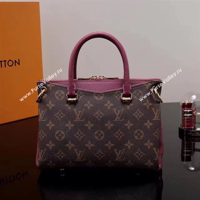 LV Louis Vuitton Monogram Pallas BB Handbag M62961 Shoulder Bag Maroon