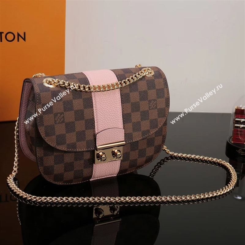 LV Louis Vuitton Monogram Wight Shoulder Bag N64418 Damier Handbag Pink