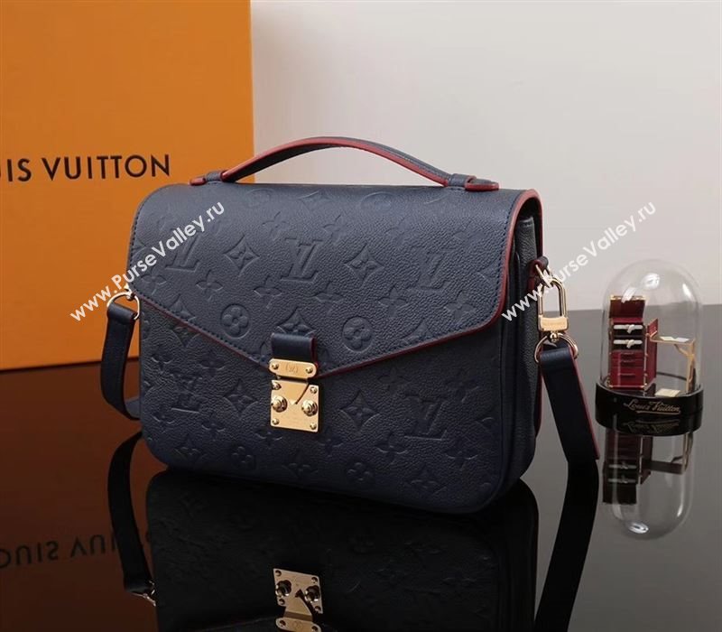 LV Louis Vuitton Pochette Metis Bag M44071 Leather Handbag Black&red