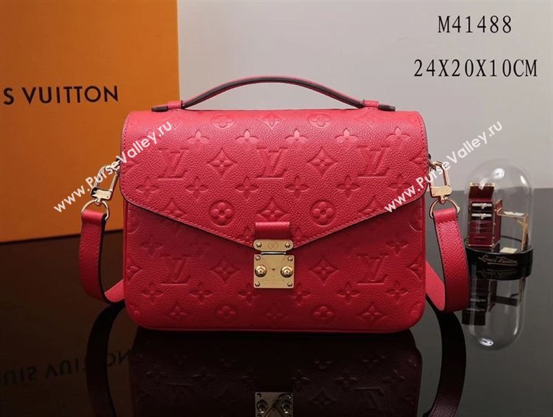 LV Louis Vuitton Pochette Metis Shoulder Bag M41488 Monogram Leather Handbag Red