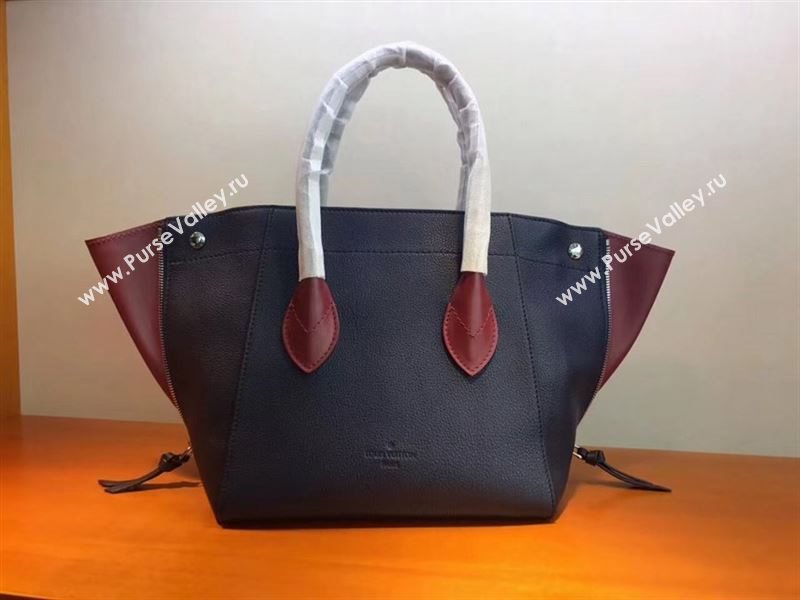 LV Louis Vuitton Freedom Tote Handbag M54842 Real Leather Bag Navy