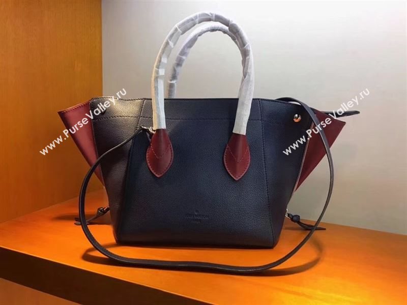 LV Louis Vuitton Freedom Tote Handbag M54842 Real Leather Bag Navy