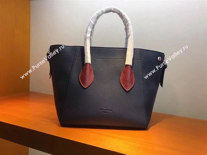 LV Louis Vuitton Freedom Tote Handbag M54842 Real Leather Bag Navy