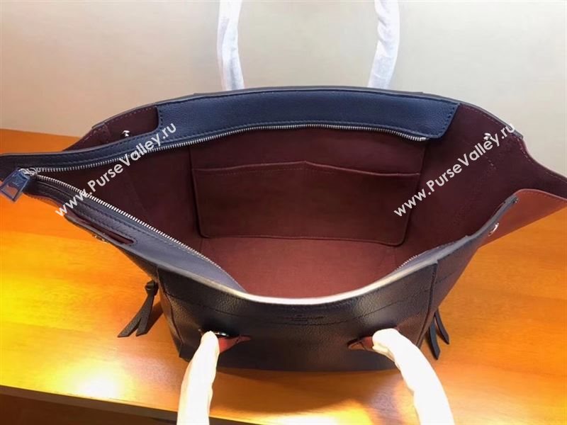 LV Louis Vuitton Freedom Tote Handbag M54842 Real Leather Bag Navy