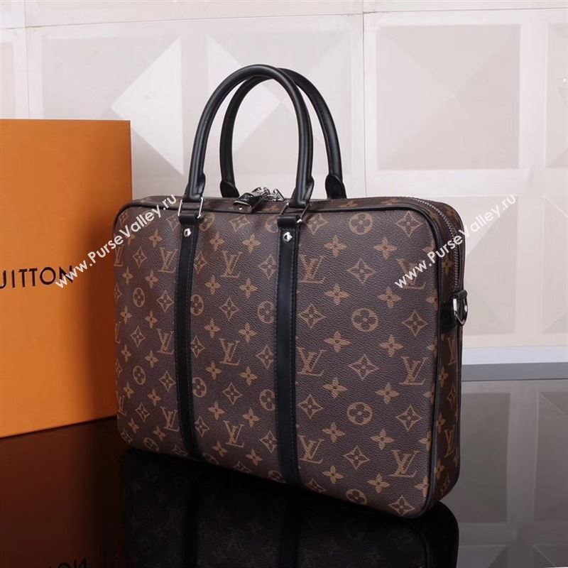 Men LV Louis Vuitton Porte-documents Voyage Handbag M52005 Monogram Bag Brown