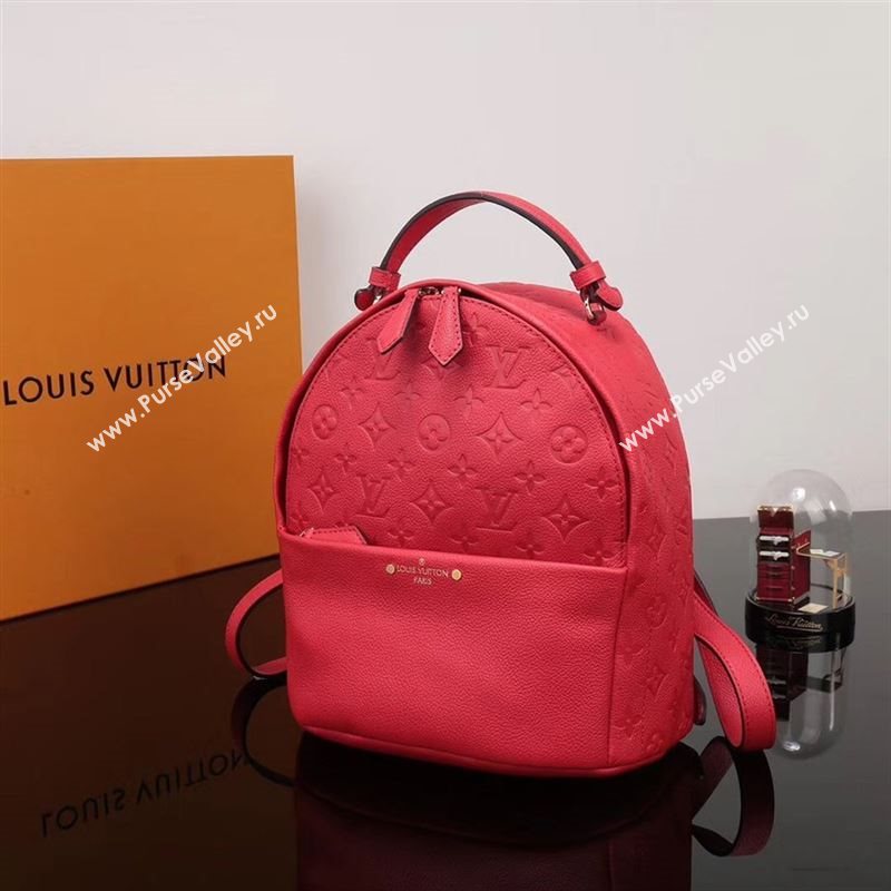 LV Louis Vuitton Monogram Sorbonne Backpack M44015 Real Leather Bag Red