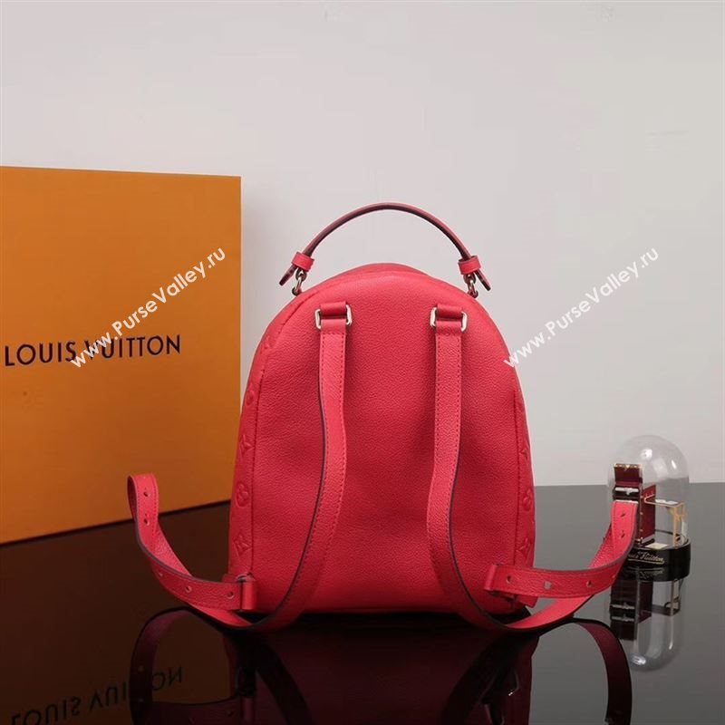 LV Louis Vuitton Monogram Sorbonne Backpack M44015 Real Leather Bag Red