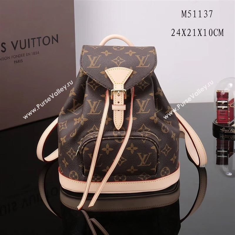 LV Louis Vuitton Monogram Montsouris Backpack M51137 Bag Handbag Brown