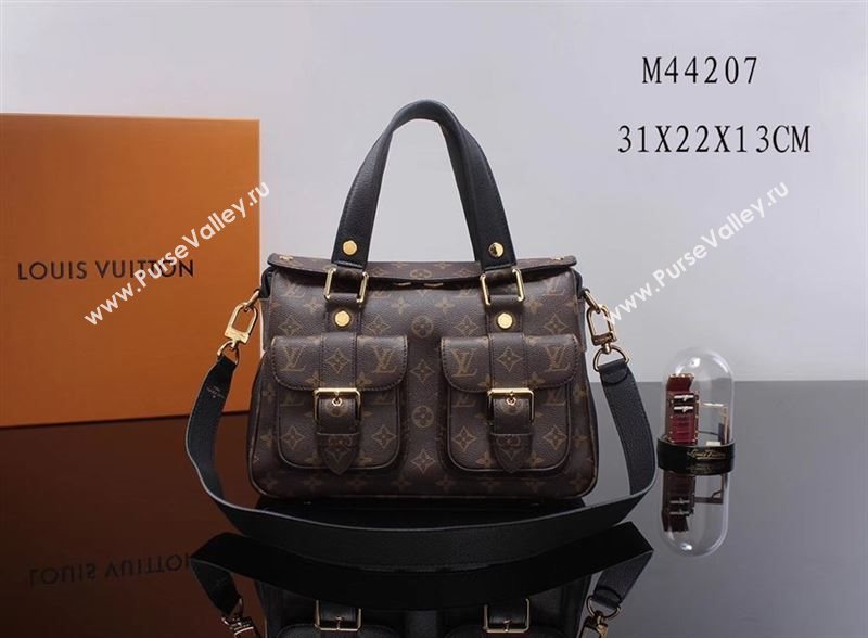 LV Louis Vuitton Monogram Manhattan Handbag M44207 Bag Black