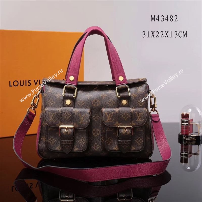LV Louis Vuitton Monogram Manhattan Handbag M43482 Bag Maroon