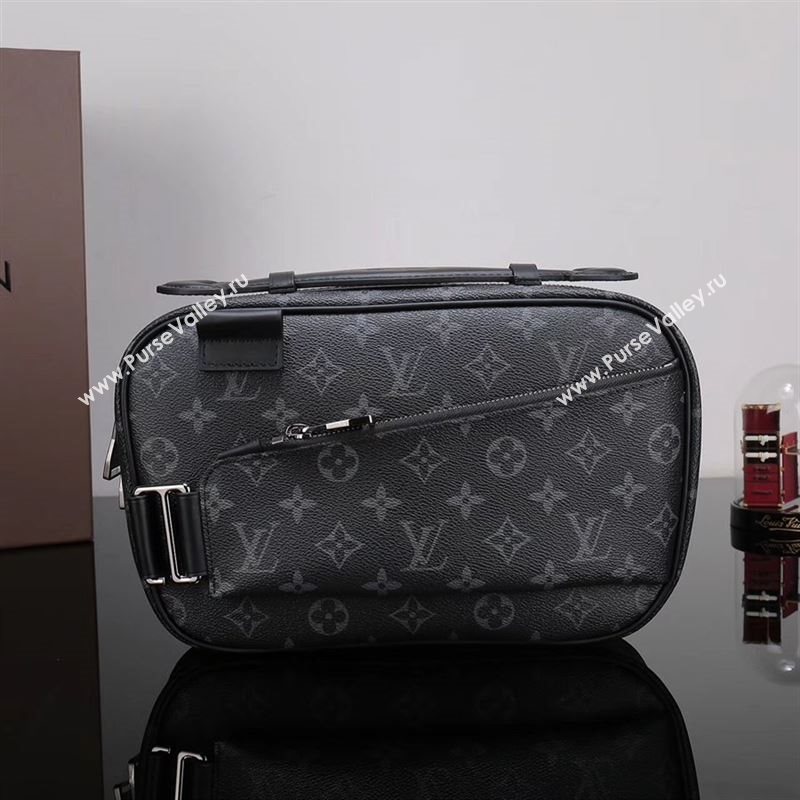 Men LV Louis Vuitton M42906 Explorer Waist Pack Bag Monogram Handbag Gray