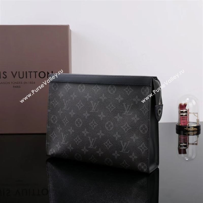 Men LV Louis Vuitton M61692 Pochette Voyage Clutch Bag Monogram Handbag Gray
