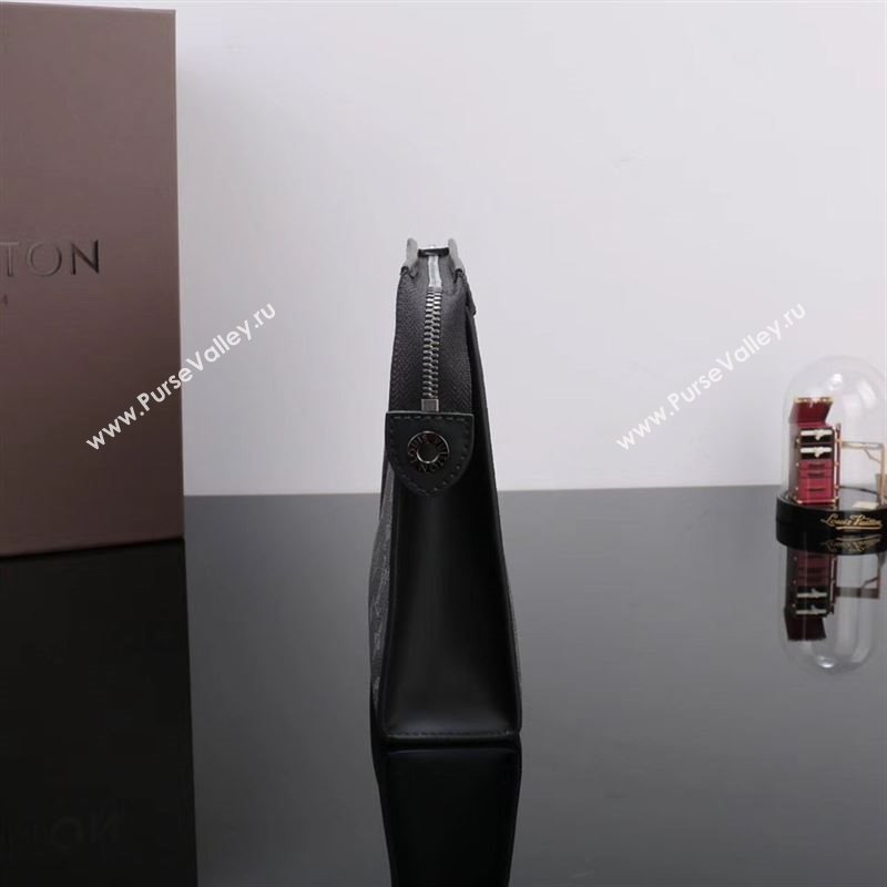 Men LV Louis Vuitton M61692 Pochette Voyage Clutch Bag Monogram Handbag Gray